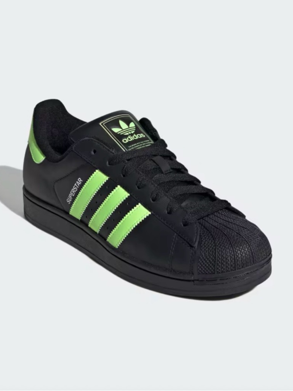 Adidas Superstar II Black Signal/Neon Green Stripes 9.5